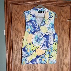 Women's Rafaella 1/4 Zip Sleeveless Colorful Top